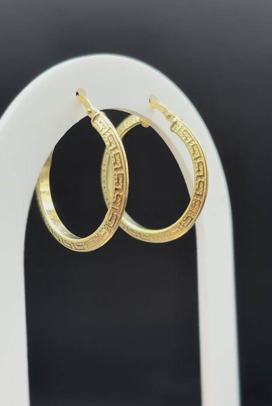 Patterned hoop earrings made of 925 sterling silver, gold plated